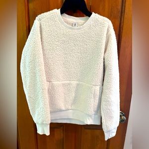 Athleta Girl White Fuzzy Sweathshirt